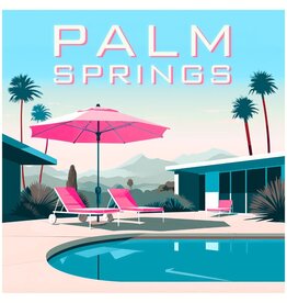 Deven & Ned Palm Springs Poolside Umbrella Sticker 3"