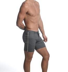 ST33LE (Steele) Grey Side Tape 5 Inseam Stretch Knit Jeans Shorts ST1971