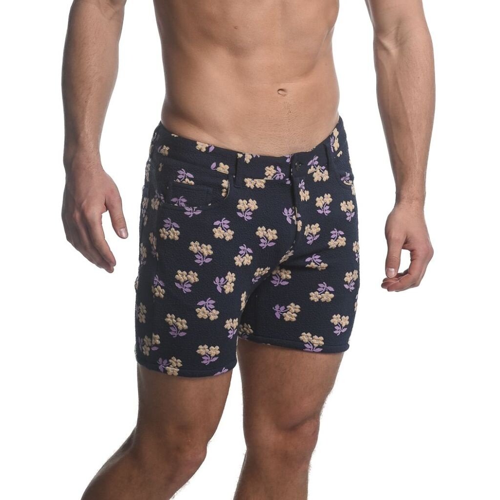 ST33LE Navy/Purple Floral 5" Inseam Jacquard Short ST-1932-14