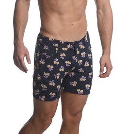 ST33LE Navy/Purple Floral 5" Inseam Jacquard Short ST-1932-14