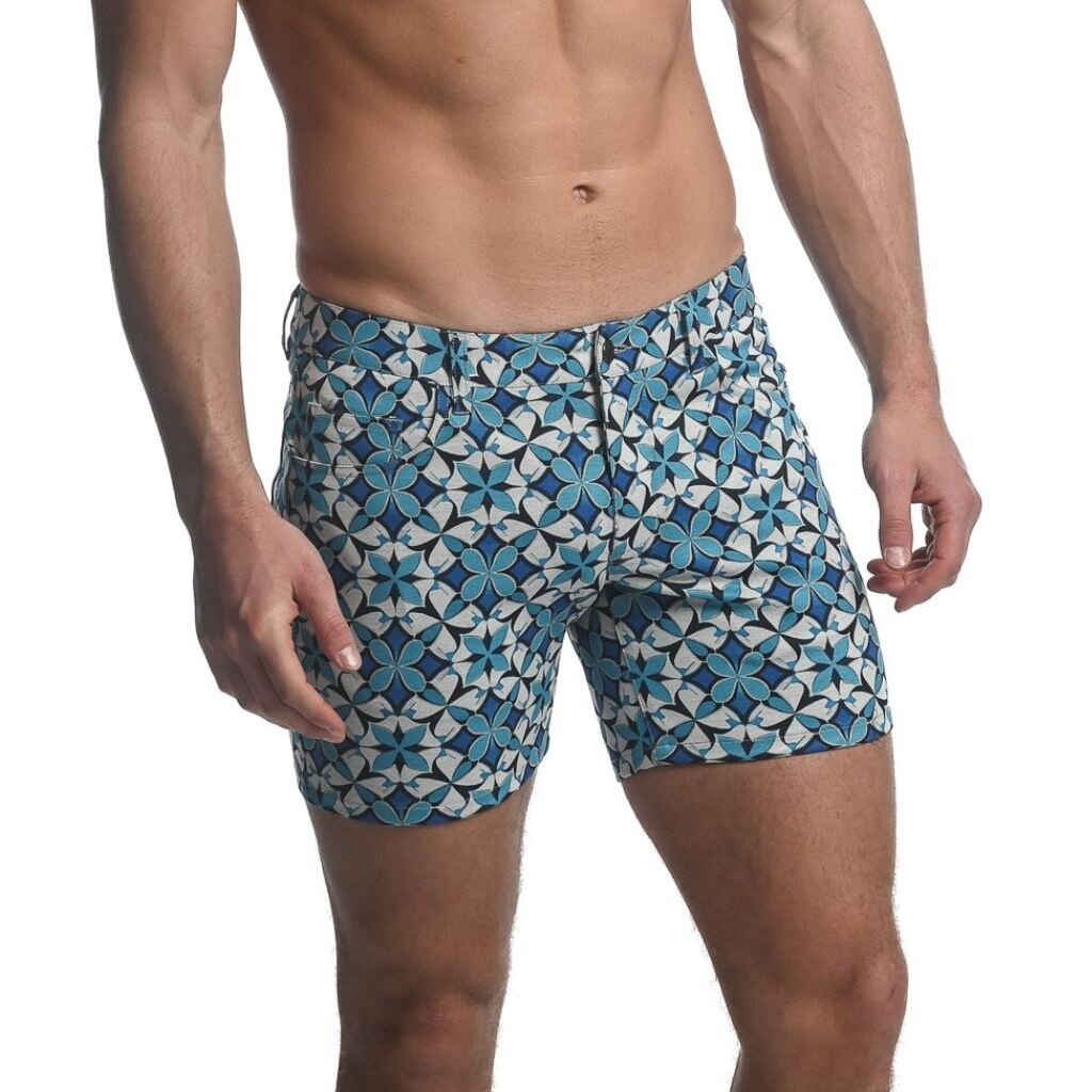 ST33LE Teal/Navy Star Fleur 5" Inseam Jacquard Short ST-1932-18