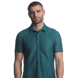 ST33LE Turquoise Zigzag Chevron Gossamer Short Sleeve Shirt ST-24027