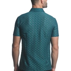 ST33LE Turquoise Zigzag Chevron Gossamer Short Sleeve Shirt ST-24027