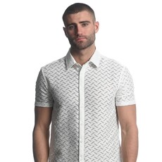 ST33LE White Zigzag Chevron Gossamer Short Sleeve Shirt ST-24027