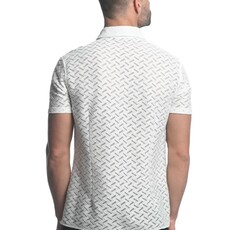 ST33LE White Zigzag Chevron Gossamer Short Sleeve Shirt ST-24027