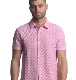 ST33LE Dusty Pink Maze Hex Stretch Gossamer SS Shirt ST-24025