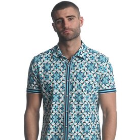 ST33LE Teal/Navy Star Fleur SS Performance Shirt ST-26003