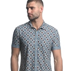 ST33LE Blue/Brown Diamonds SS Performance Shirt ST-26004