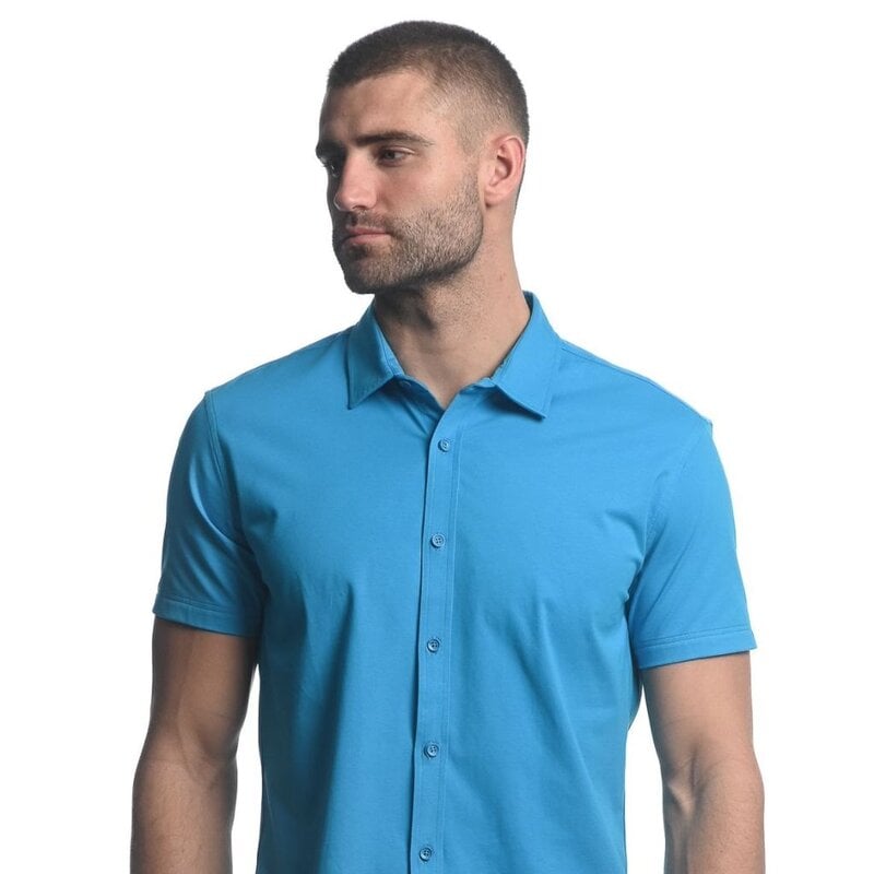 ST33LE (Steele) Blue Coral Solid Stretch Jersey Knit SS Shirt ST-963