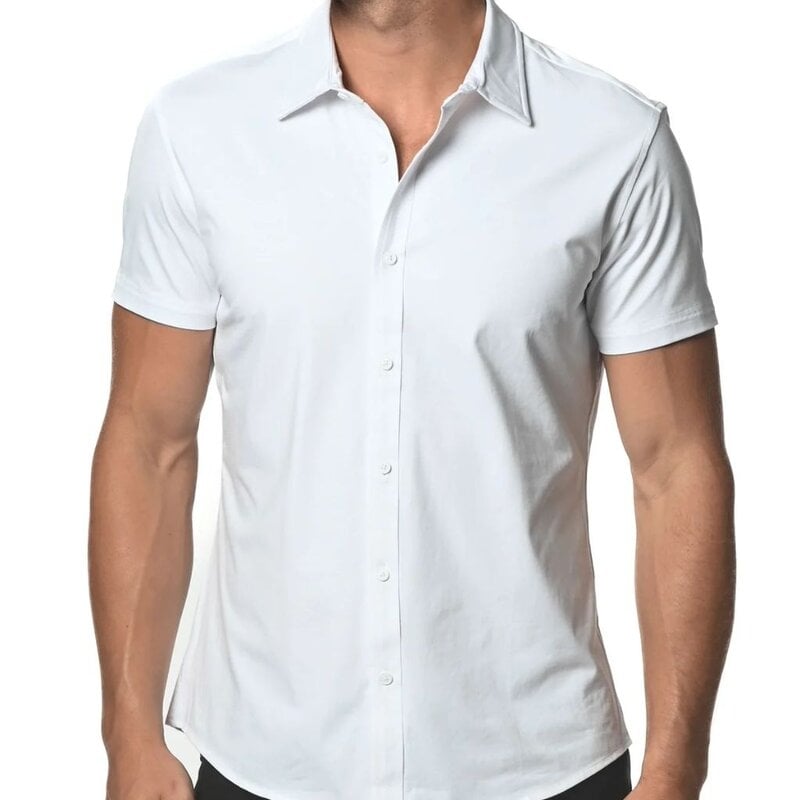 ST33LE (Steele) White Solid Core Stretch Jersey Knit SS Shirt ST-960