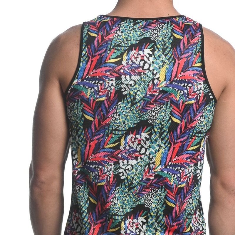 ST33LE Rainbow Jungle Abstract Printed Mesh Singlet ST-11087