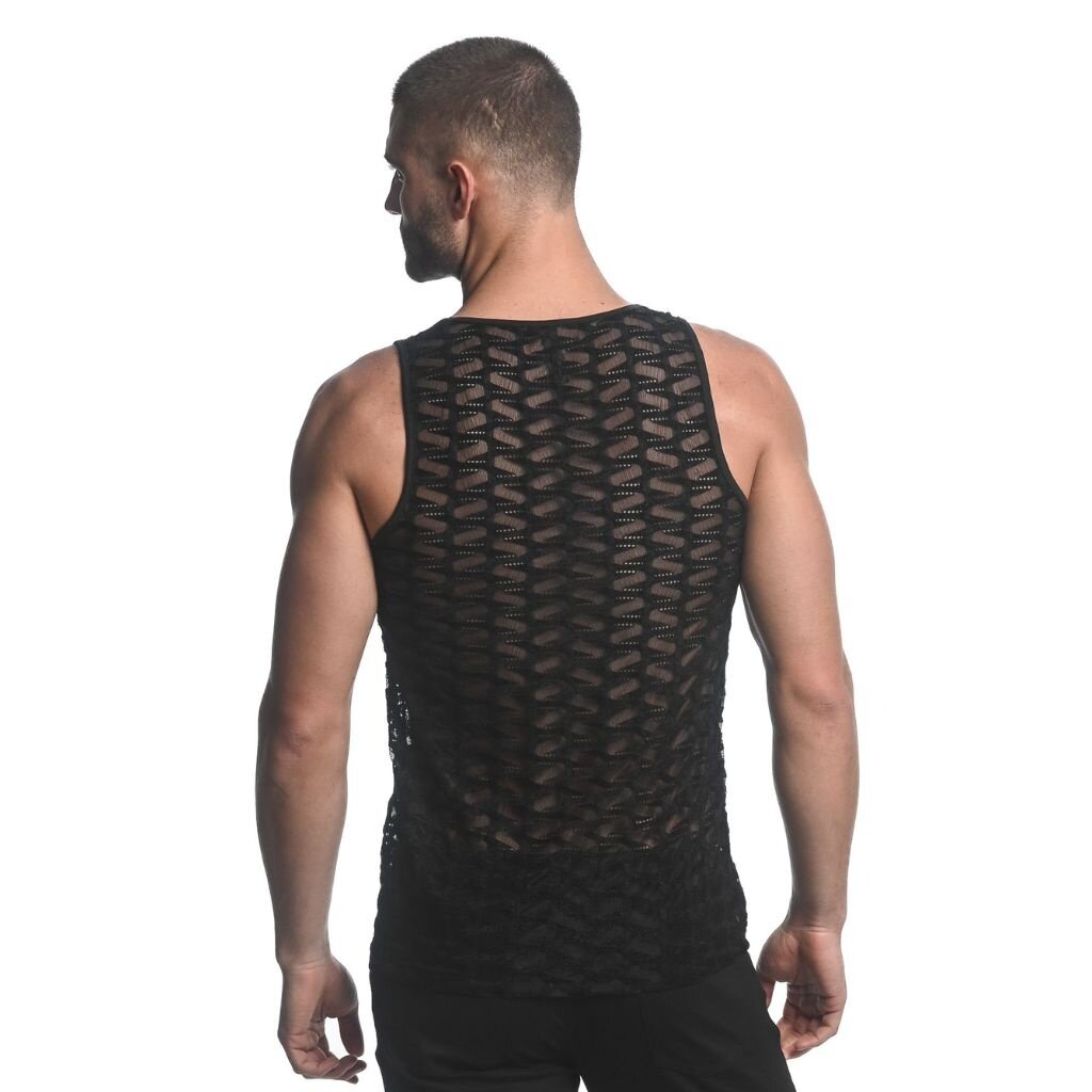 ST33LE (Steele) Black/Vertical Wave Stretch Gossamer Knit Singlet ST-24201