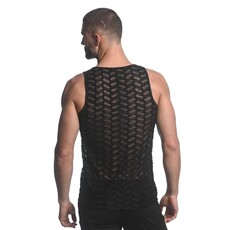ST33LE (Steele) Black/Vertical Wave Stretch Gossamer Knit Singlet ST-24201