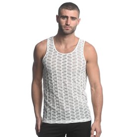 ST33LE (Steele) Off White Vertical Wave Stretch Gossamer Knit Singlet ST-24201