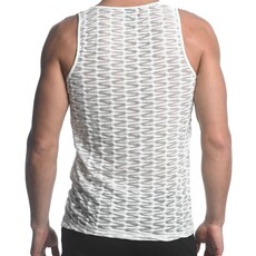 ST33LE (Steele) Off White Vertical Wave Stretch Gossamer Knit Singlet ST-24201