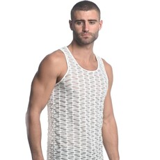 ST33LE (Steele) Off White Vertical Wave Stretch Gossamer Knit Singlet ST-24201