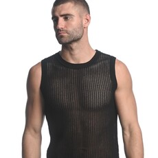 ST33LE (Steele) Black Sheer Vertical Stripe Textured Knitted Vest ST-24031
