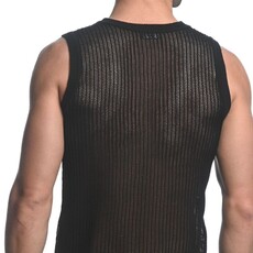ST33LE (Steele) Black Sheer Vertical Stripe Textured Knitted Vest ST-24031