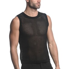 ST33LE (Steele) Black Sheer Vertical Stripe Textured Knitted Vest ST-24031