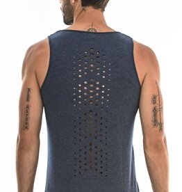 ST33LE Navy Chevron Laser Cut Stretch Jersey Singlet ST-254