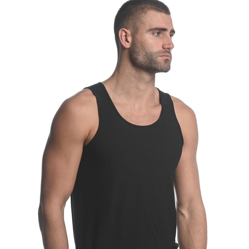 ST33LE (Steele) BlackTextured Stretch Mesh Performance Singlet ST-279