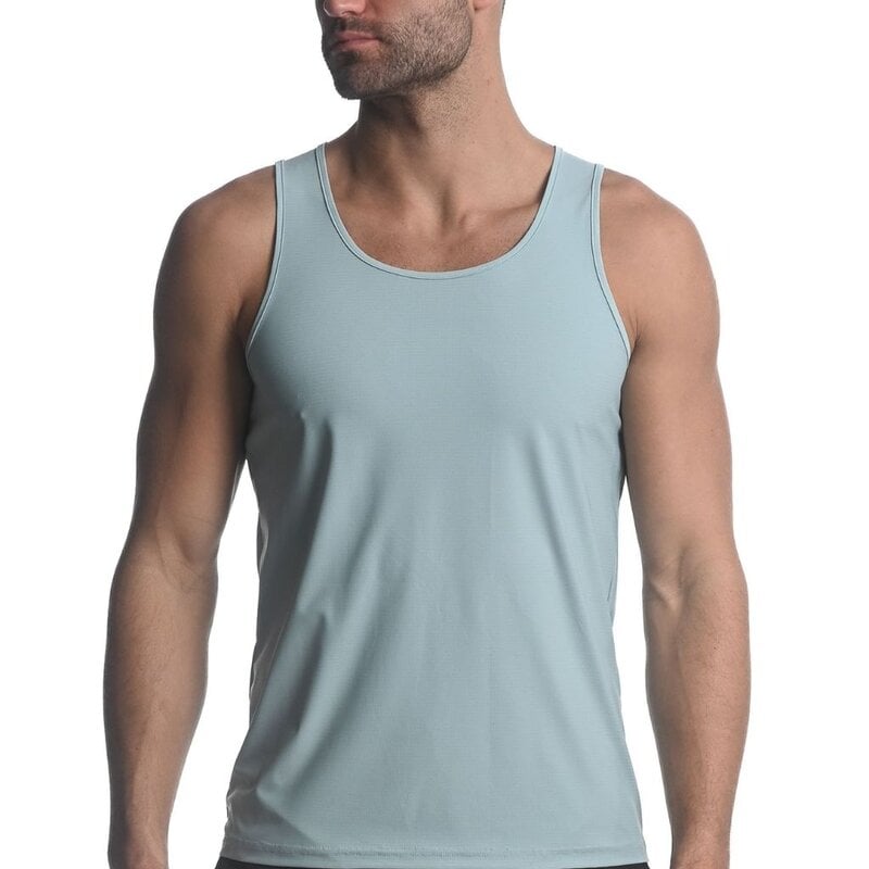 ST33LE Blue Haze Textured Stretch Mesh Performance Singlet ST-279