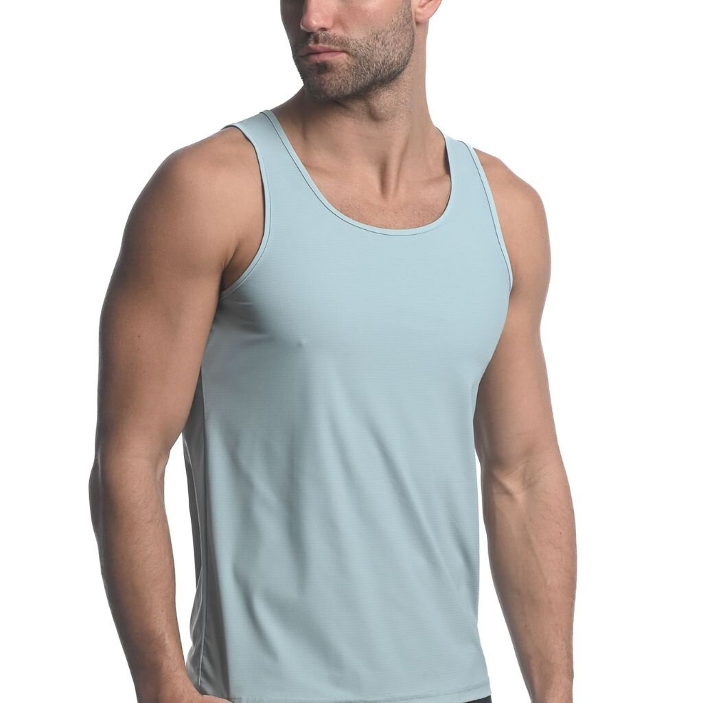 ST33LE Blue Haze Textured Stretch Mesh Performance Singlet ST-279