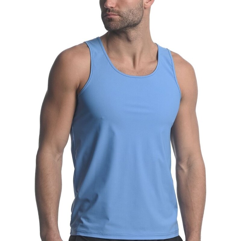 ST33LE (Steele) Lake Blue Textured Stretch Mesh Performance Singlet ST-279