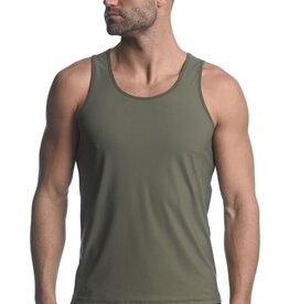 ST33LE (Steele) Olive Textured Stretch Mesh Performance Singlet ST-279