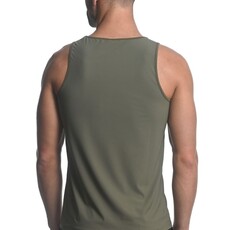 ST33LE (Steele) Olive Textured Stretch Mesh Performance Singlet ST-279