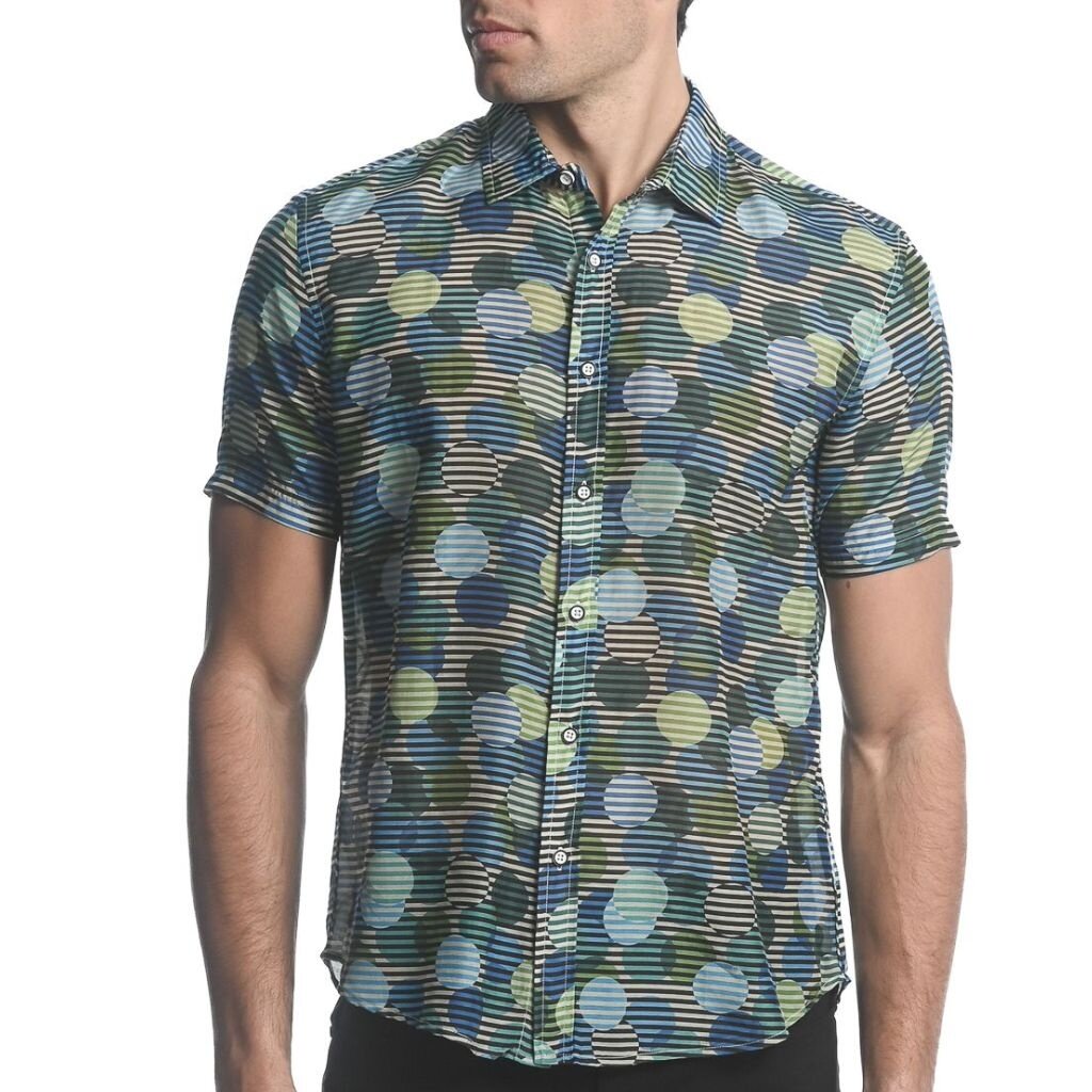 Postmarc Printed Cotton Silk Short Sleeves Woven Shirt