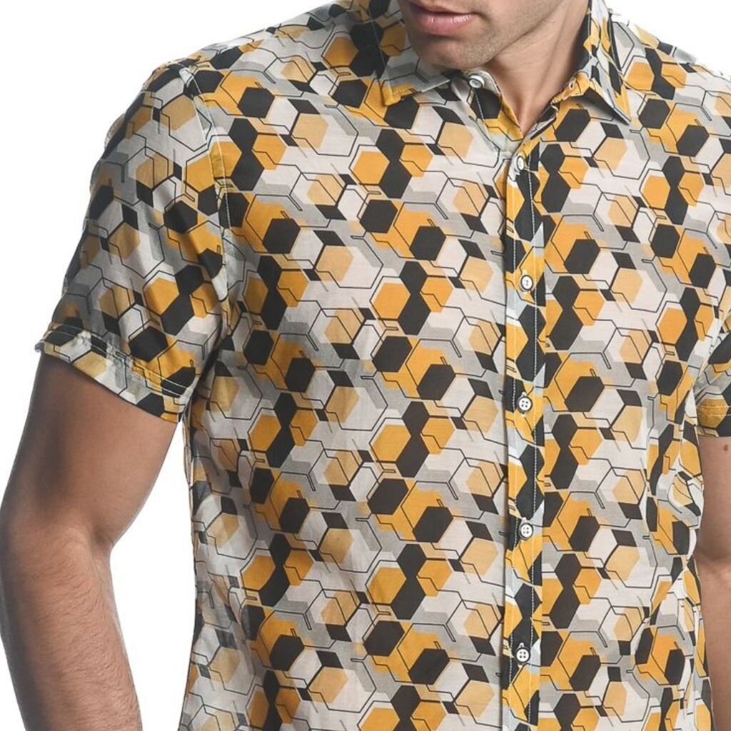 Postmarc Printed Cotton Silk Short Sleeves Woven Shirt