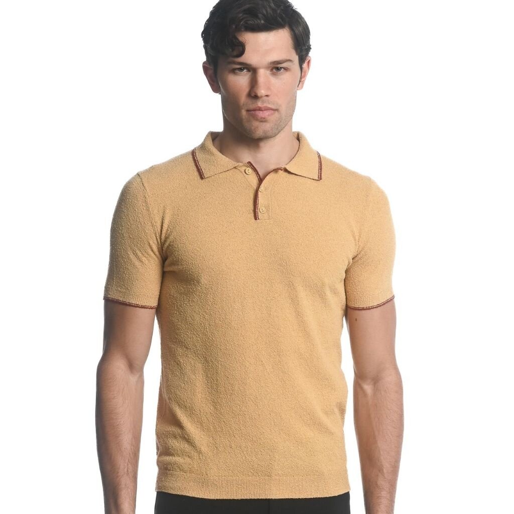 Postmarc Boucle 3-Button Knit Polo With Tipping