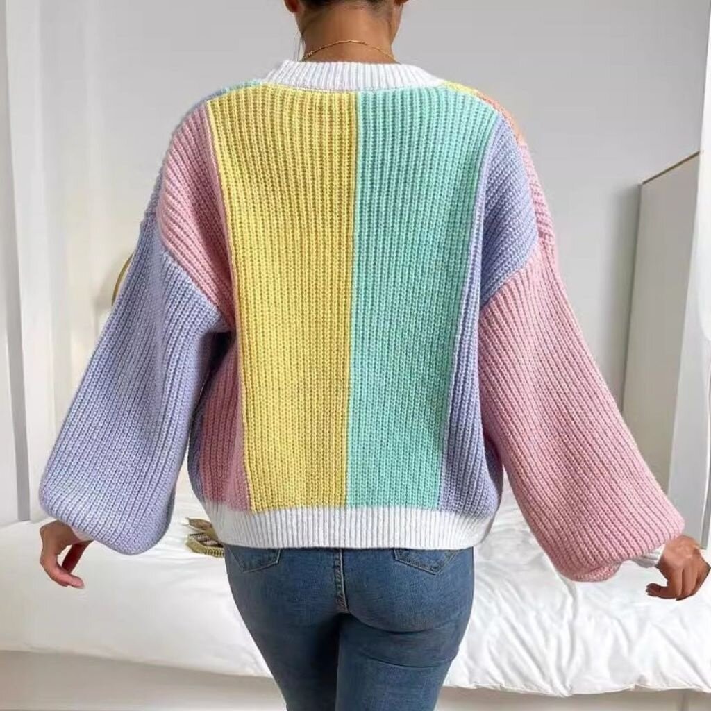 Miss Sparkling Color Block Cardigan