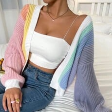 Miss Sparkling Color Block Cardigan