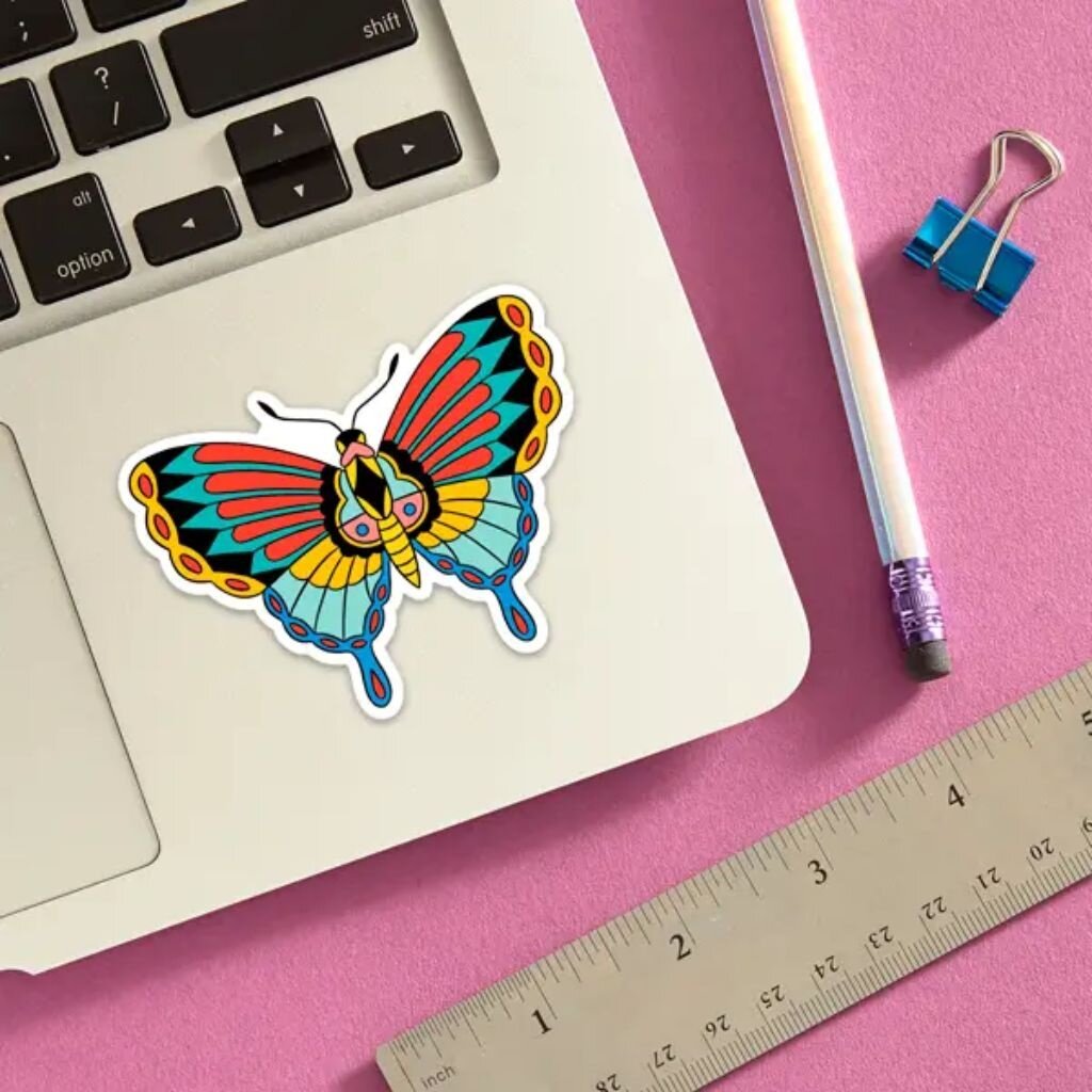 The Found Butterfly Tattoo Art Sticker