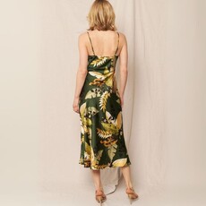 En Créme Tropical Print Spaghetti Strap Midi Dress