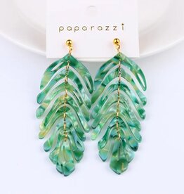 Peepa's Accessories Acrylic Green  Leaf Earrings