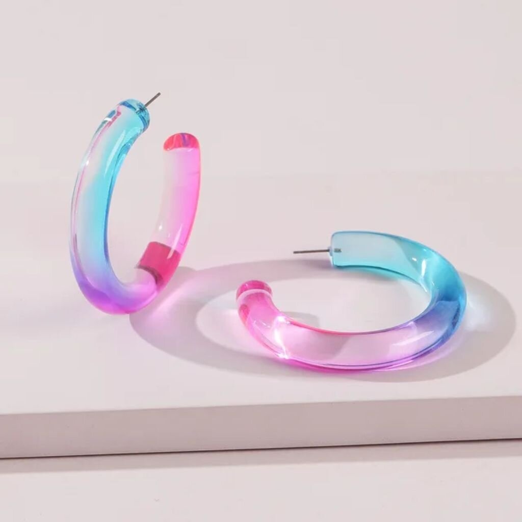 Peepa's Accessories Summer Vibes Acrylic  Hoop Earrings