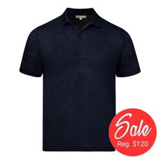 Onia Shaun Linen Polo - Deep Navy