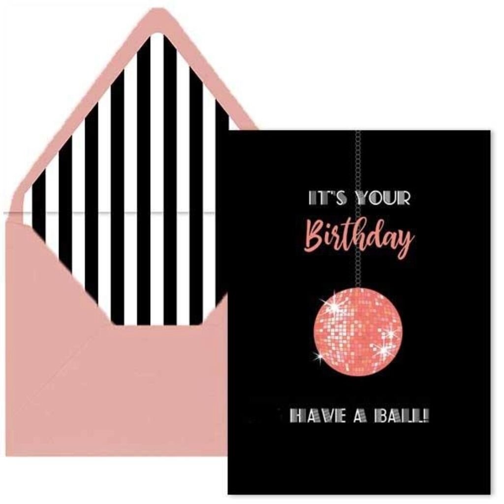 Mod Lounge Paper Co. Disco Ball Pink Have A Ball Birthday Card