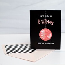 Mod Lounge Paper Co. Disco Ball Pink Have A Ball Birthday Card