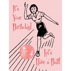 Mod Lounge Paper Co. It's Your Birthday Have A Ball Retro Disco Bowling Card