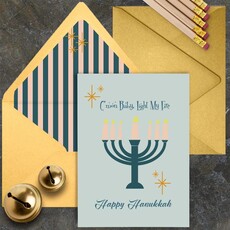 Mod Lounge Paper Co. Light My Fire Hannukah Mid Century Greeting Card