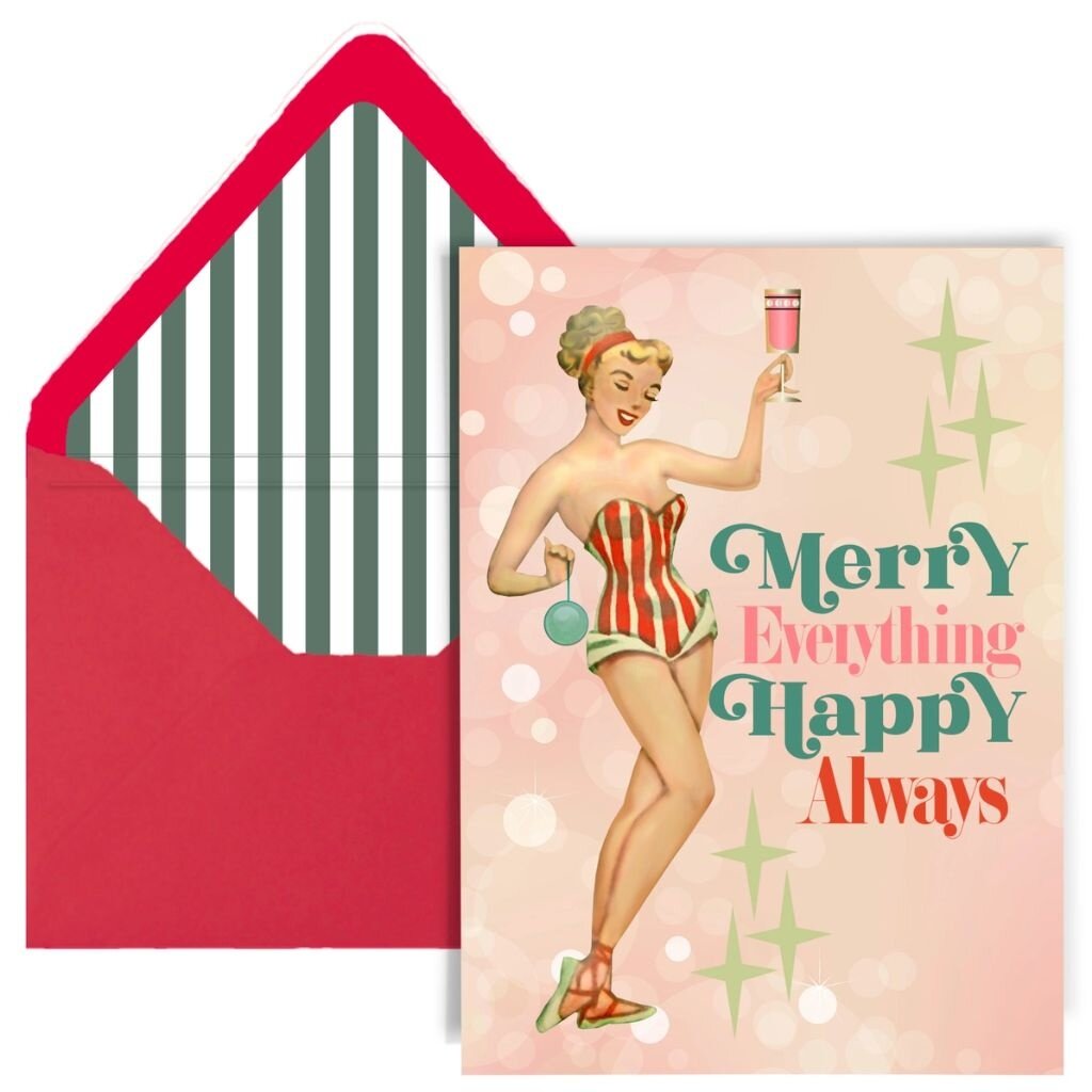 Mod Lounge Paper Co. Merry Everything Happy Always Retro Greeting Card