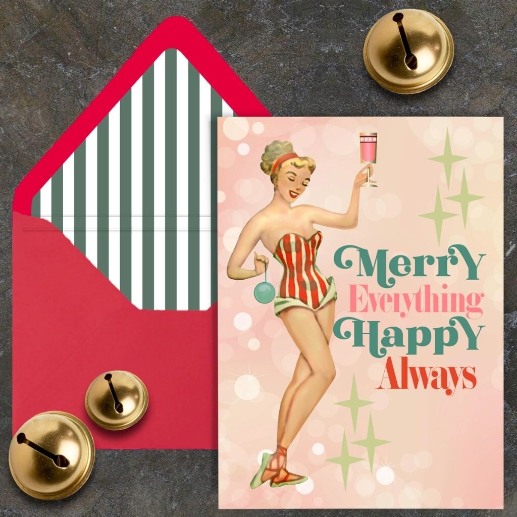 Mod Lounge Paper Co. Merry Everything Happy Always Retro Greeting Card