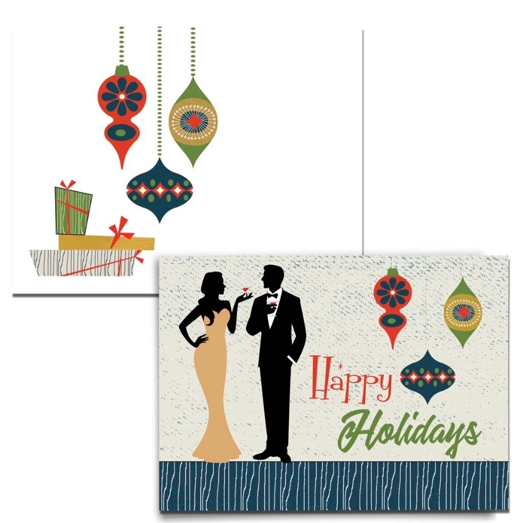 Mod Lounge Paper Co. Swanky Couple Mid Century Modern Holiday Cards Boxed Set