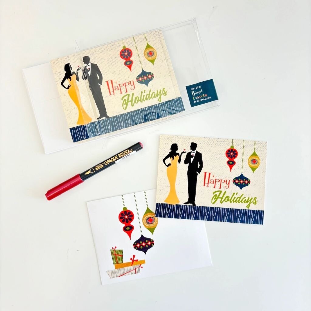 Mod Lounge Paper Co. Swanky Couple Mid Century Modern Holiday Cards Boxed Set