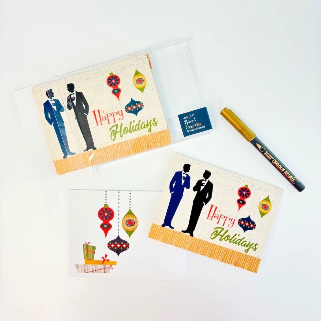 Mod Lounge Paper Co. Swanky Males Mid Century Retro Holiday Cards Boxed Set