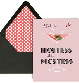 Mod Lounge Paper Co. A Toast To the Host Mid Century Modern Martini And Olive Card